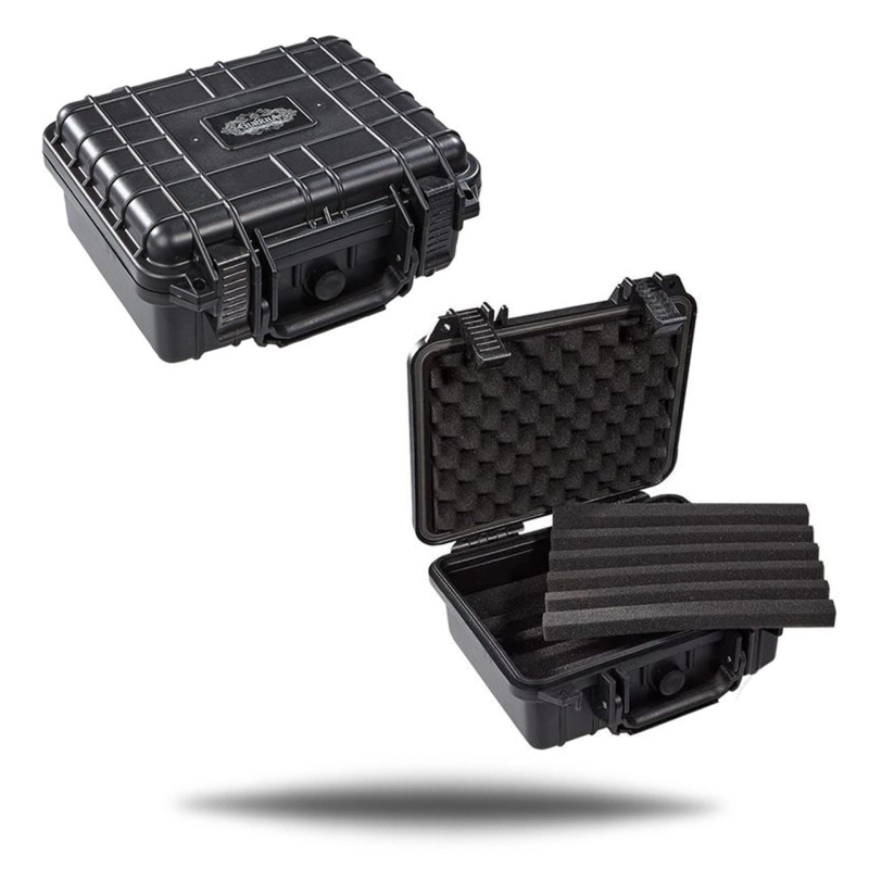 GURKHA BLACK PLASTIC HUMIDOR FLAG/NO FLAG PLAIN