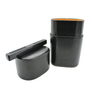 KINGSTAR BONDED LEATHER CIGAR HOLDER WITH HUMIDIFIER BLACK