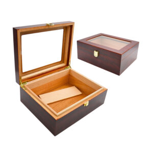 KINGSTAR GLASS TOP HUMIDOR WITH GROMETER & HUMIDIFIER (20CT)