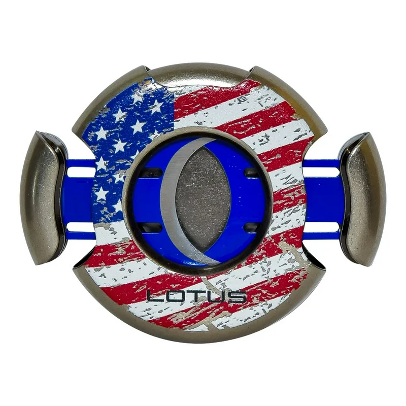 LOTUS METEOR ROUND 64 RG CIGAR CUTTER AMERICAN FLAG