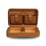 LOTUS MARCO BROWN LEATHER TRAVEL HUMIDOR CASE (5-STICK ZIPPERED CASE)