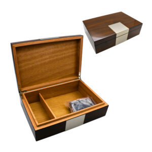 KINGSTAR HIGH LACQUOR WALNUT COLOR HUMIDOR WITH FRONT METAL PLATE